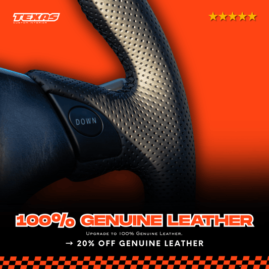 Leather Steering Wheel Cover (Genuine) — Fix Worn, Shiny Wheels - Texas Custom Interior